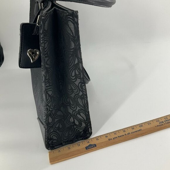 Diane von Furstenberg Womens Jacquard Heart Print Shoulder Tote travel Bag Black - Picture 5 of 14